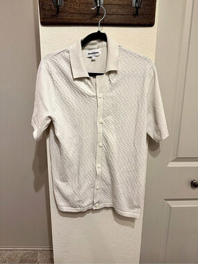 Threadbare Textured Polo in Cream Size Large Like New